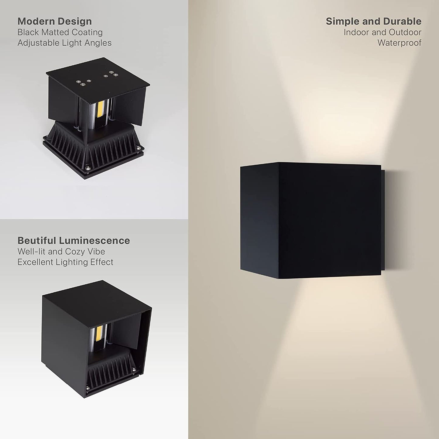 Outdoor Wall Light Cube 12W - Black