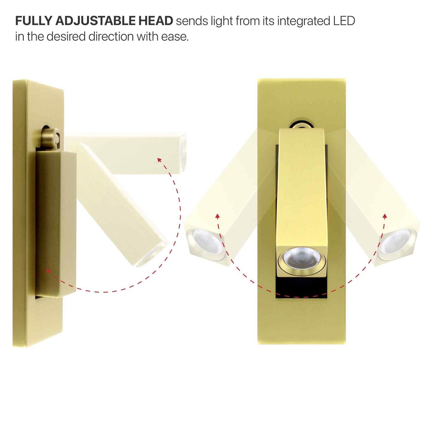 Bedside Embedded Reading Light - Brushed Copper Gold