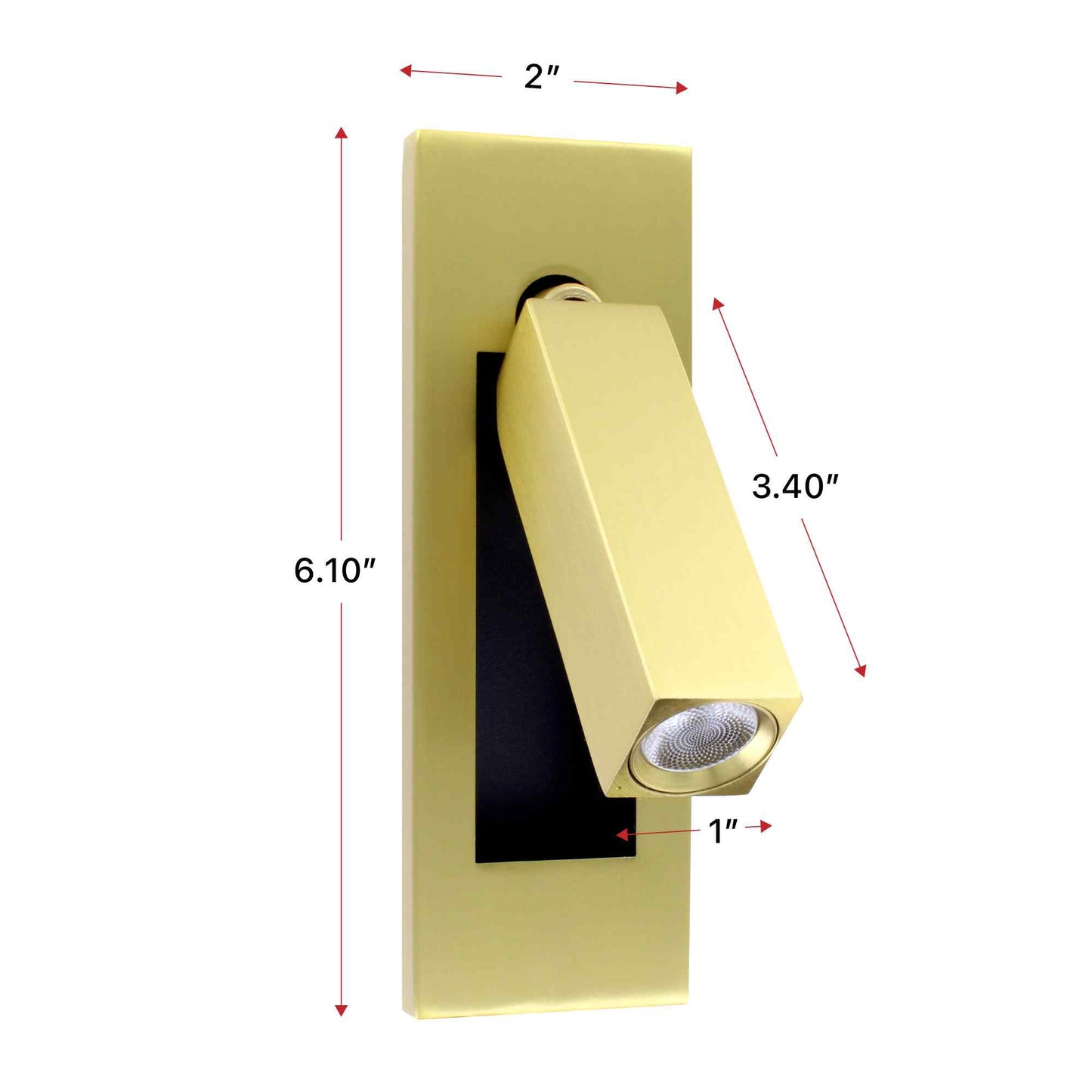 Bedside Embedded Reading Light - Brushed Copper Gold