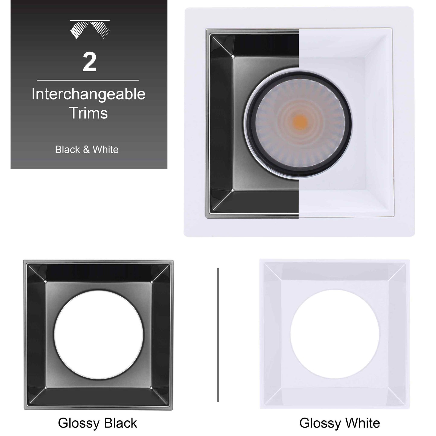 Square Recessed Light - 2-inch trim - 5W-3000k -White