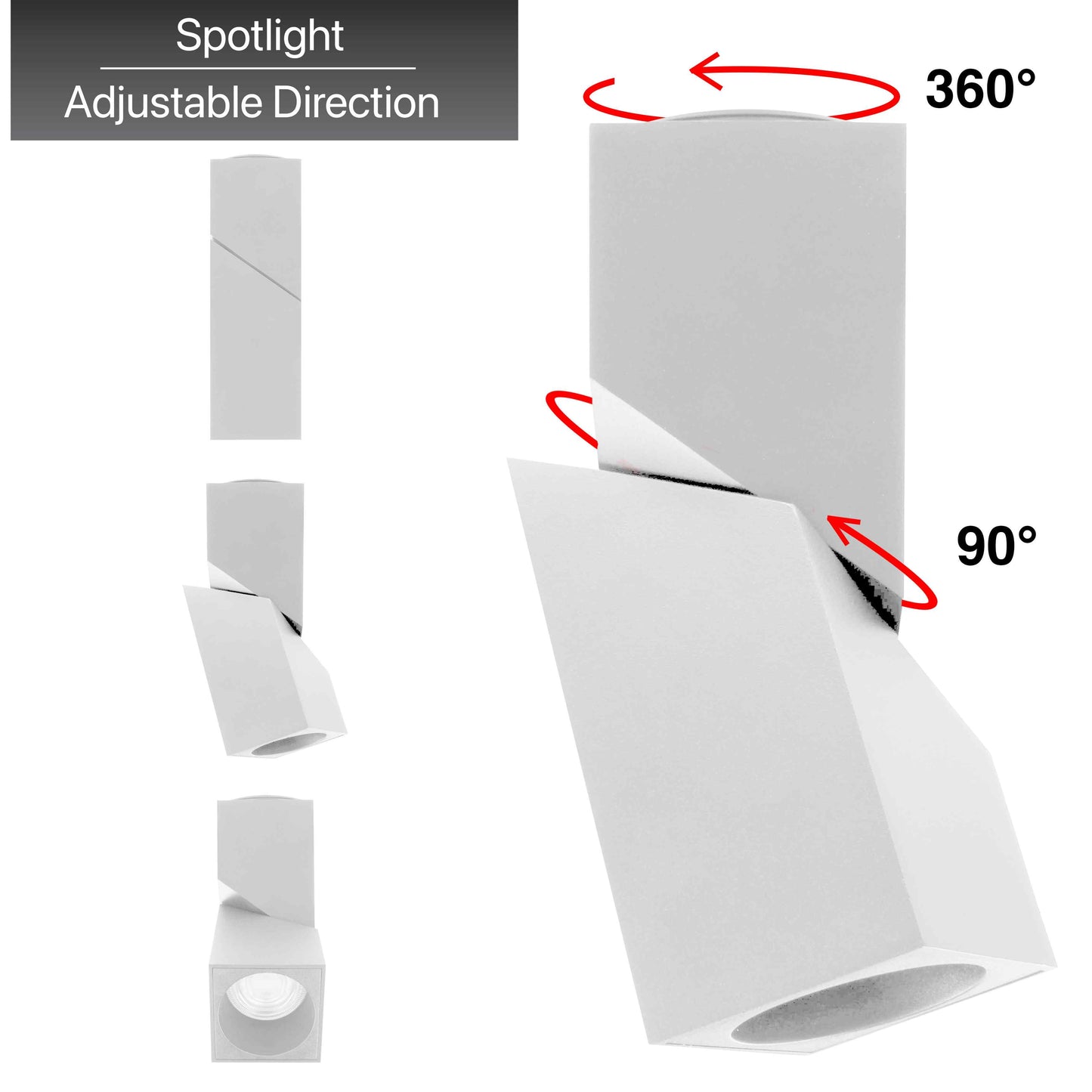 Square Twistable Reading Light -15W-3000k - White