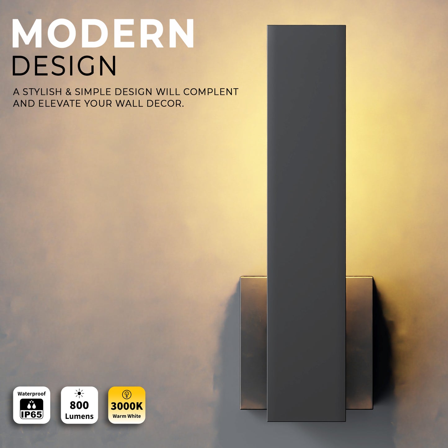 Outdoor Wall Light L Shape Lamp - Black