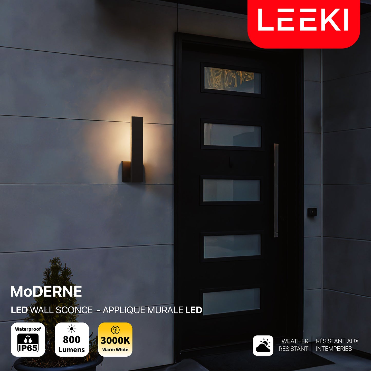 Outdoor Wall Light L Shape Lamp - Black